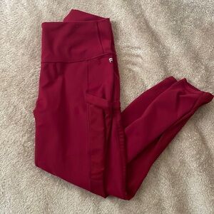 Fabletics Red Mesh lined leggings with pockets